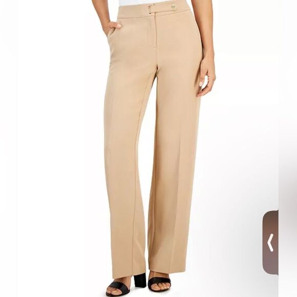 NWT sz 10, Nine West Wide Leg Tan Lightweight Trousers 18.5“ waist - Picture 1 of 15